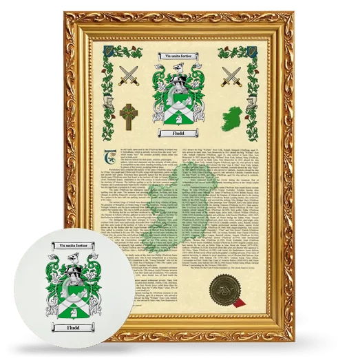 Fludd Framed Armorial History and Mouse Pad - Gold