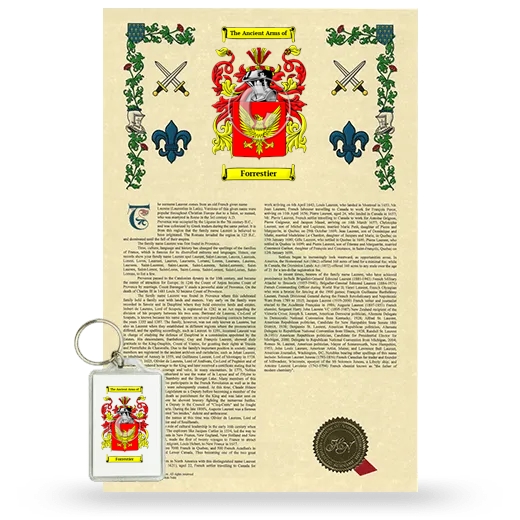 Forrestier Armorial History and Keychain Package