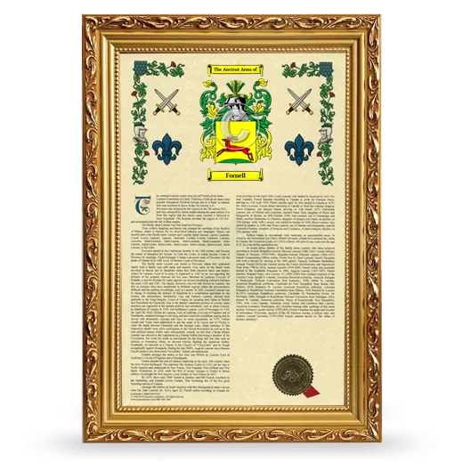 Fornell Armorial History Framed - Gold