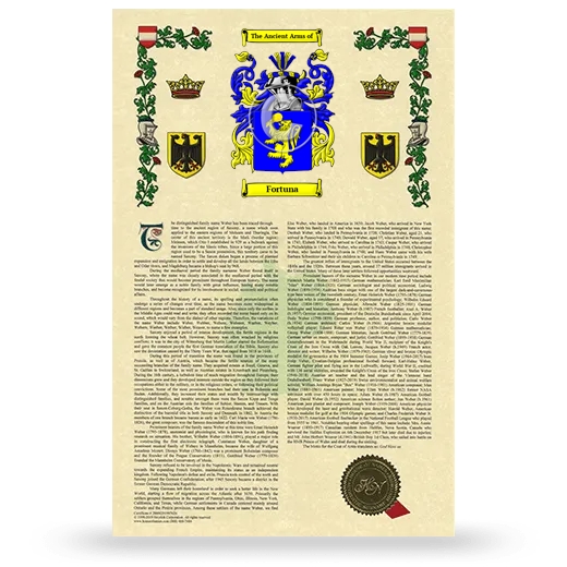 Fortuna Armorial History with Coat of Arms