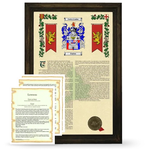 Fortes Framed Armorial History and Symbolism - Brown