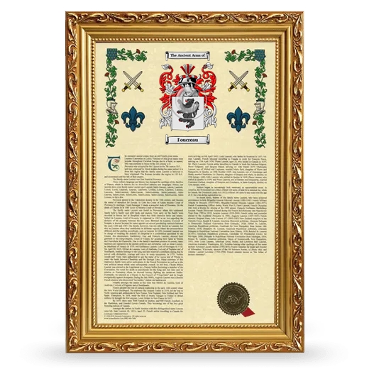 Foucreau Armorial History Framed - Gold