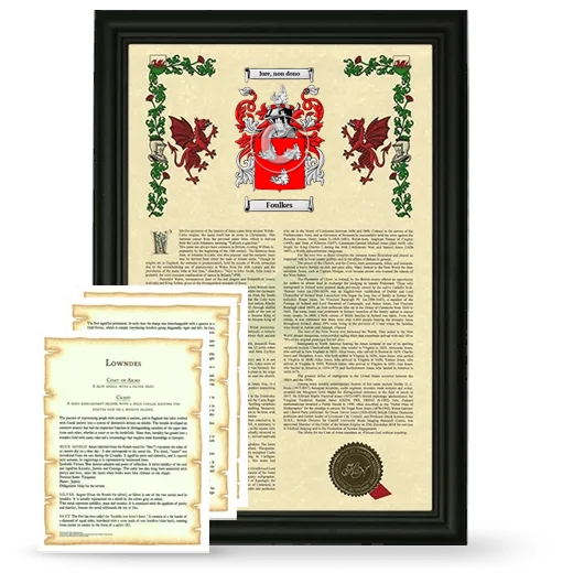 Foulkes Framed Armorial History and Symbolism - Black