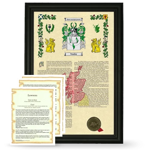 Vowley Framed Armorial History and Symbolism - Black