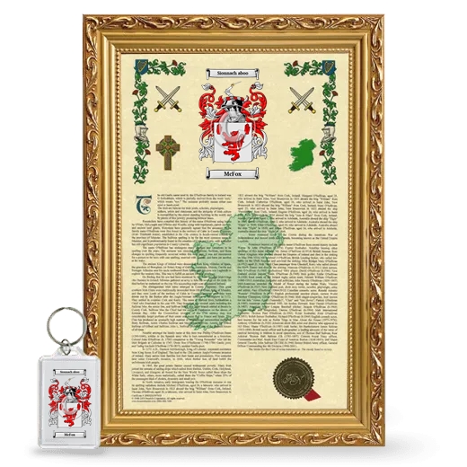 McFox Framed Armorial History and Keychain - Gold