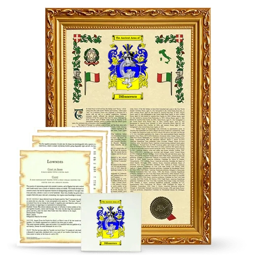 Difrancesco Framed Armorial, Symbolism and Large Tile - Gold