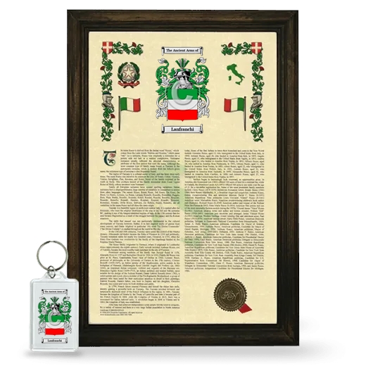 Lanfranchi Framed Armorial History and Keychain - Brown