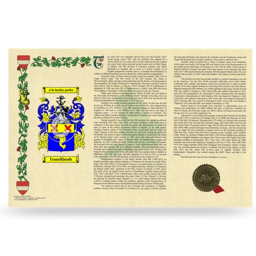 Francklands Armorial History Landscape Style