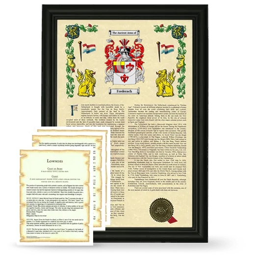 Frederach Framed Armorial History and Symbolism - Black