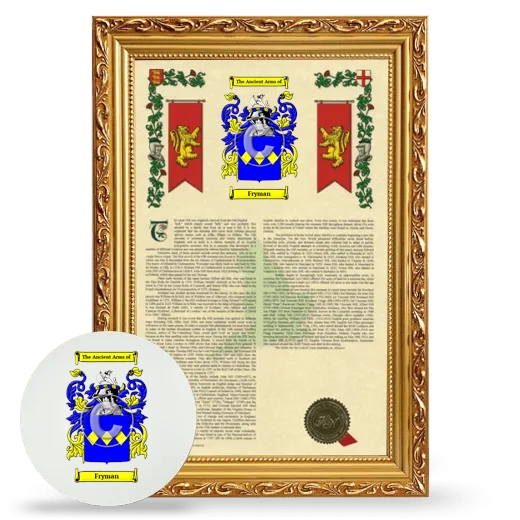 Fryman Framed Armorial History and Mouse Pad - Gold