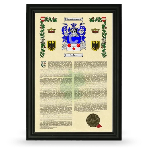 Freiberg Armorial History Framed - Black