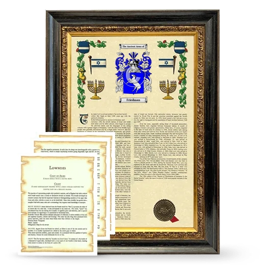 Friedman Framed Armorial History and Symbolism - Heirloom