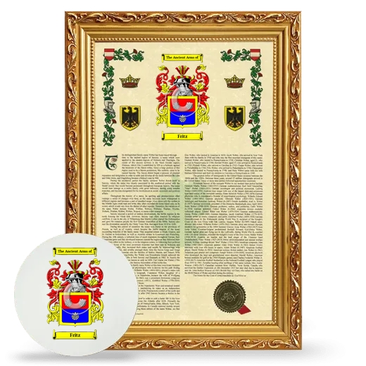 Fritz Framed Armorial History and Mouse Pad - Gold