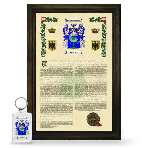 Froscher Framed Armorial History and Keychain - Brown