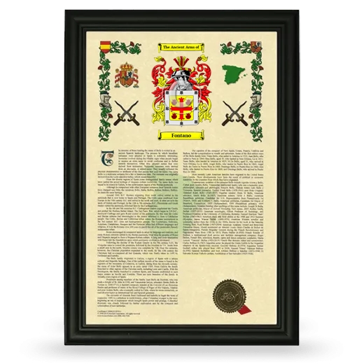 Fontano Armorial History Framed - Black