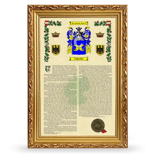 Folpacher Armorial History Framed - Gold