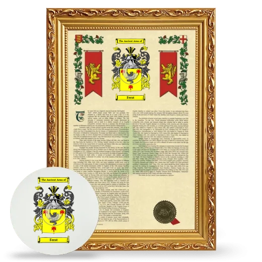 Ferst Framed Armorial History and Mouse Pad - Gold