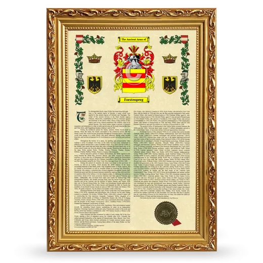 Forstenperg Armorial History Framed - Gold