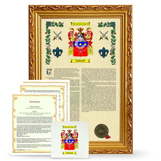 Gadreault Framed Armorial, Symbolism and Large Tile - Gold