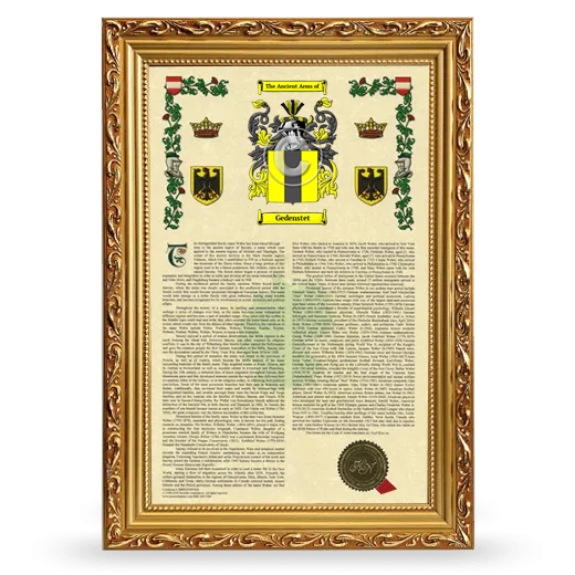 Gedenstet Armorial History Framed - Gold