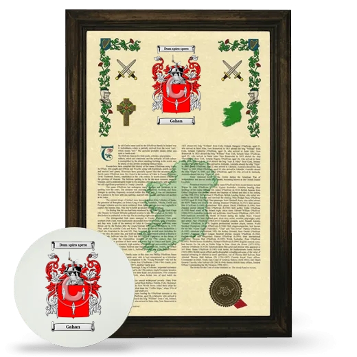 Gahan Framed Armorial History and Mouse Pad - Brown