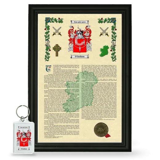 O'Gauham Framed Armorial History and Keychain - Black