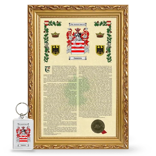 Gameren Framed Armorial History and Keychain - Gold