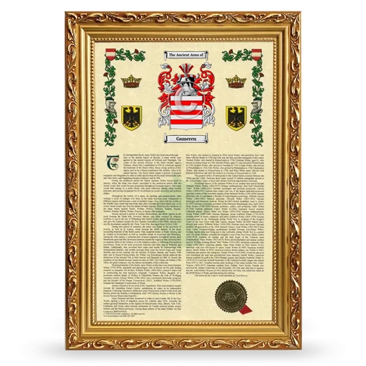 Gameren Armorial History Framed - Gold