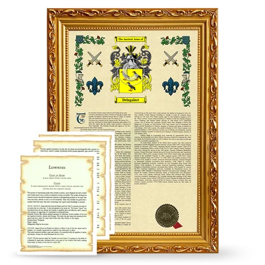 Delagalart Framed Armorial History and Symbolism - Gold