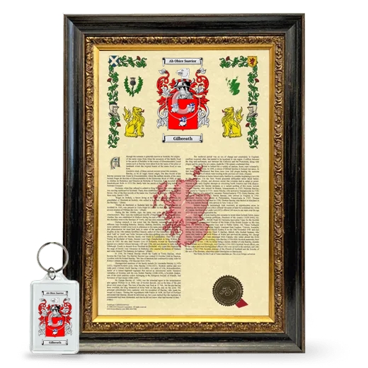 Gilbreath Framed Armorial History and Keychain - Heirloom