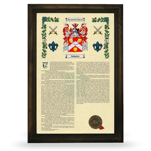 Galantes Armorial History Framed - Brown