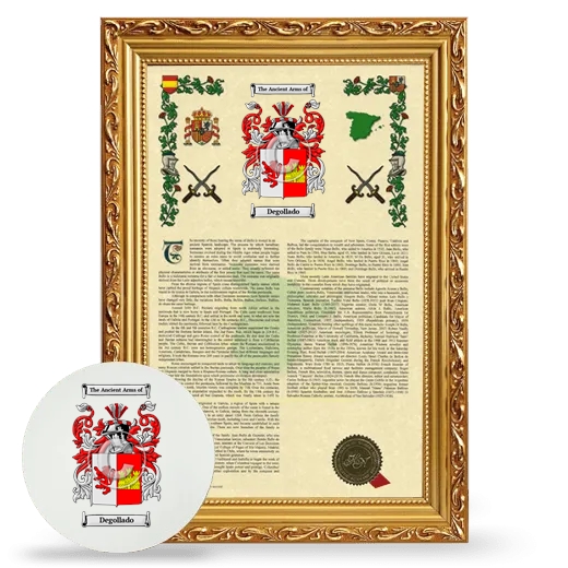 Degollado Framed Armorial History and Mouse Pad - Gold