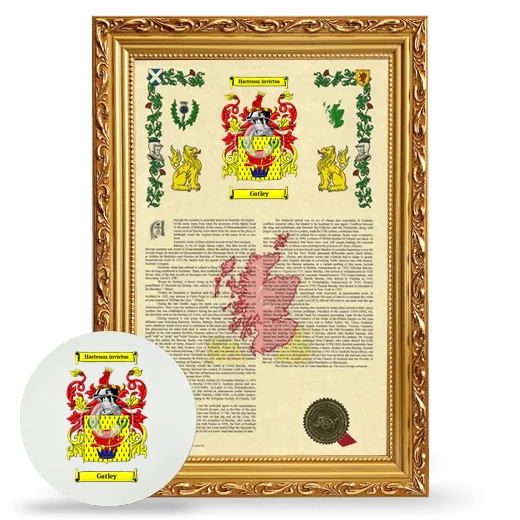 Gatley Framed Armorial History and Mouse Pad - Gold