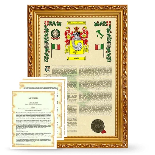 Galli Framed Armorial History and Symbolism - Gold