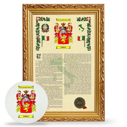 Galletti Framed Armorial History and Mouse Pad - Gold