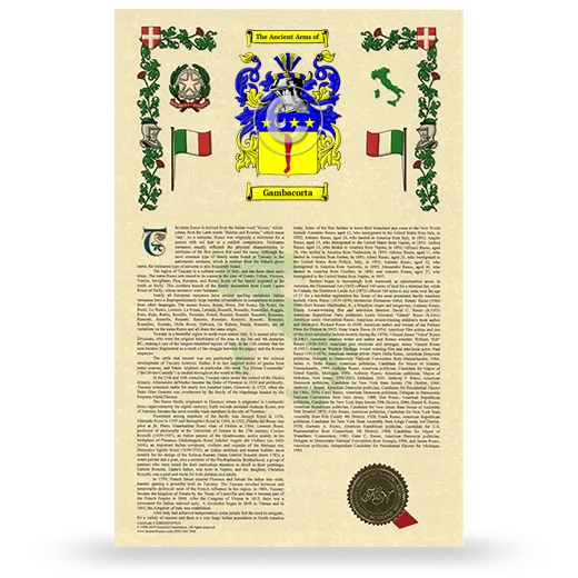 Gambacorta Armorial History with Coat of Arms