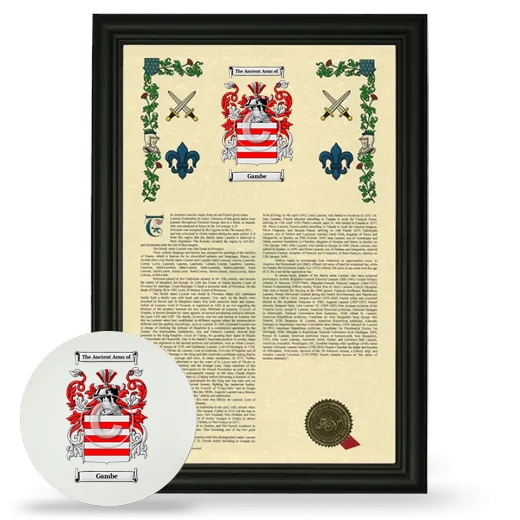 Gambe Framed Armorial History and Mouse Pad - Black