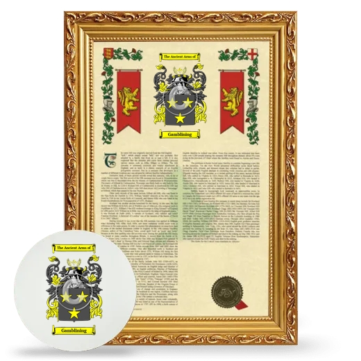 Gamblining Framed Armorial History and Mouse Pad - Gold