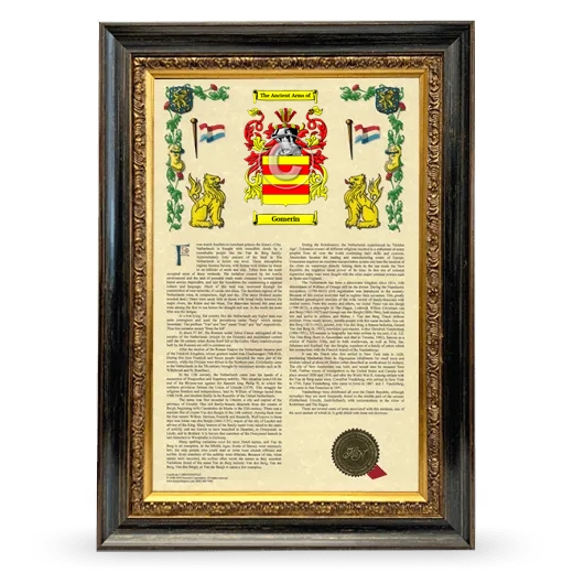 Gomerin Armorial History Framed - Heirloom