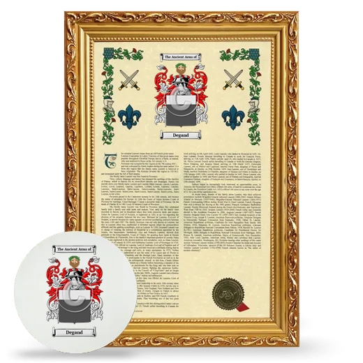 Degand Framed Armorial History and Mouse Pad - Gold