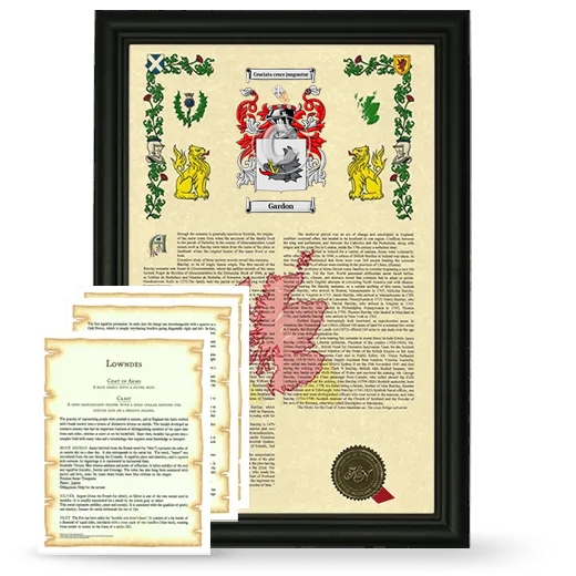 Gardon Framed Armorial History and Symbolism - Black