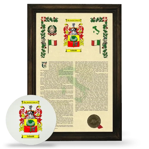 Gribaldi Framed Armorial History and Mouse Pad - Brown
