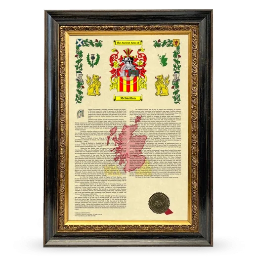 McGartlan Armorial History Framed - Heirloom