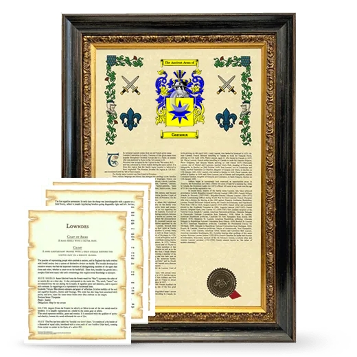 Garnoux Framed Armorial History and Symbolism - Heirloom