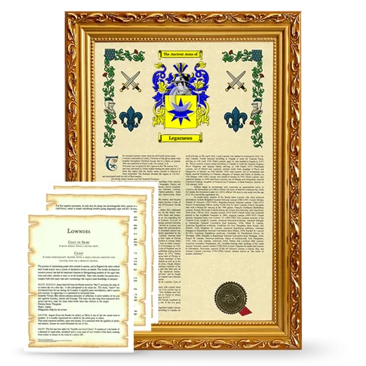 Legarneau Framed Armorial History and Symbolism - Gold