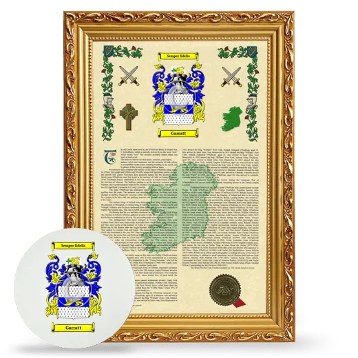 Garratt Framed Armorial History and Mouse Pad - Gold