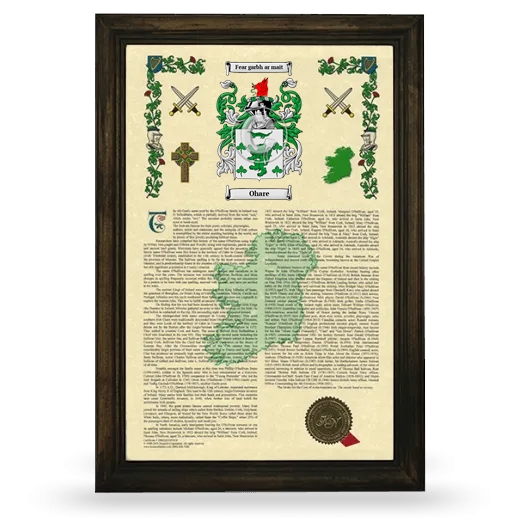 Ohare Armorial History Framed - Brown