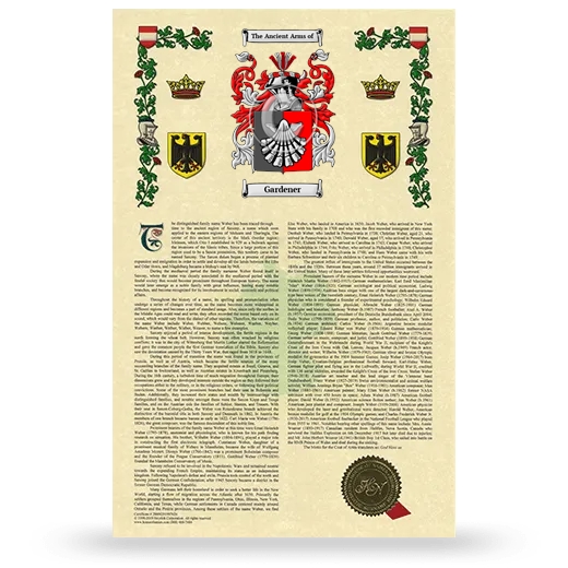 Gardener Armorial History with Coat of Arms