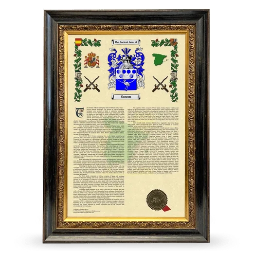 Garzon Armorial History Framed - Heirloom