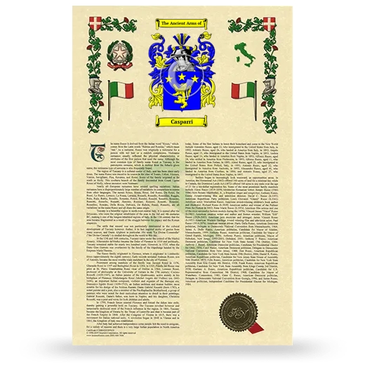 Casparri Armorial History with Coat of Arms